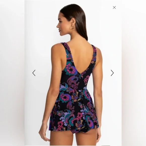 NWT ❤️Johnny Was Fatima Wrap Skirted One Piece Women's Multicolor Swim Dress - Picture 3 of 6